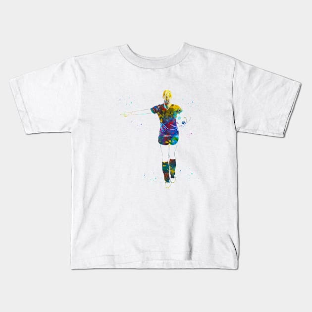 Soccer Player Girl Kids T-Shirt by erzebeth